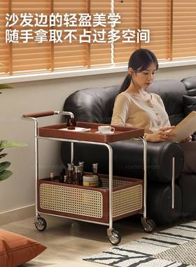 沙发边几可移动茶几客厅家用边柜小推车物中桌古实82361木小纳子