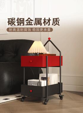 法式中古风客厅可移31642动带轮创零食小推置覆车边几床头古意收