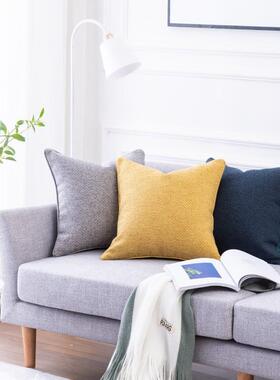 北欧n棉麻沙抱枕靠发垫i客厅床头靠背垫简约轻奢大靠枕20900套s定