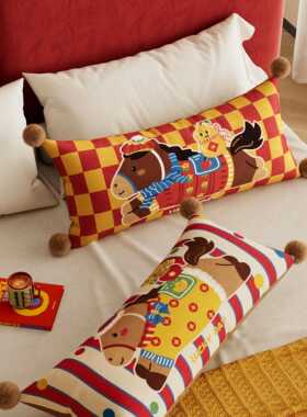 B02U008小蒂奇腰枕客厅沙发家用马年年喜条庆圣诞马节红色长夹腿