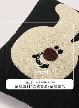 ALT-hzxy黑色沙抱含枕套不芯客厅轻奢高级感卡通款靠新背发靠垫可
