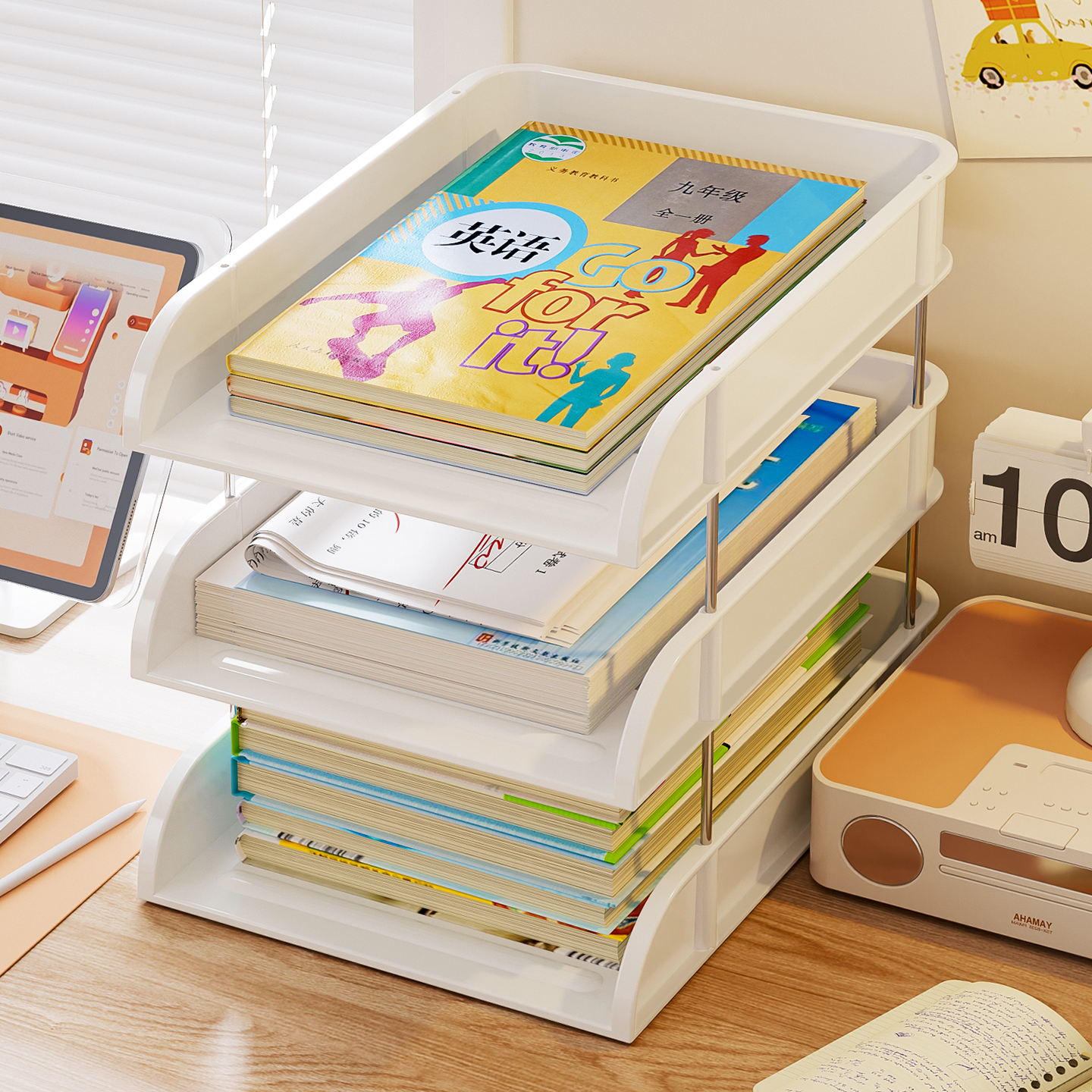 办公桌置物架文件收纳架学生书桌