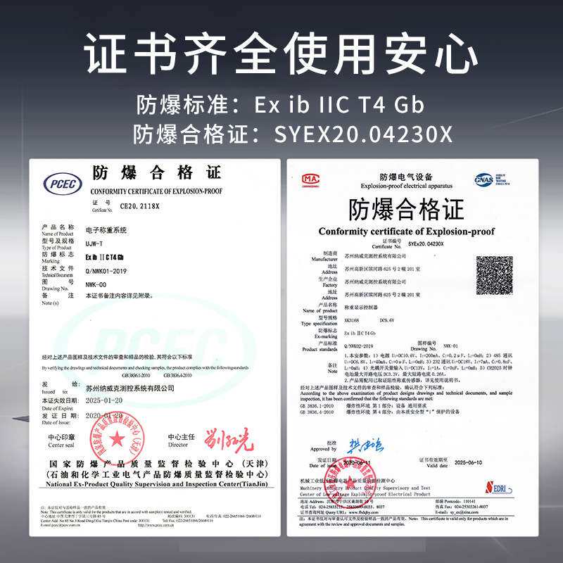 纳威克XK3168本安型防爆电子秤3吨气体化工厂隔爆304不锈钢地磅称