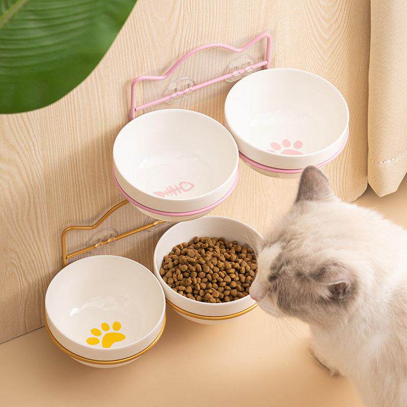 贴墙式猫碗宠物碗防打翻狗狗饭碗猫咪水碗固定架猫狗食盆宠物用品