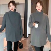内搭高领大码 双面德绒打底衫 遮肚不显怀通勤风潮两件套 韩版 孕妇装