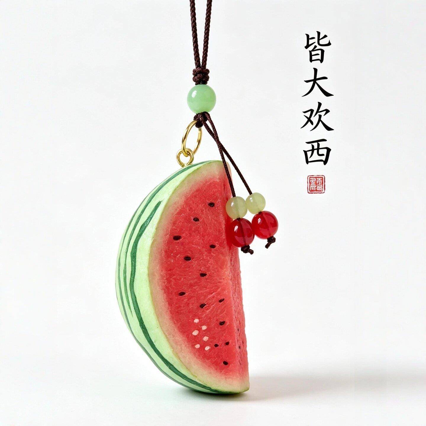 手工西瓜挂件网红汽车钥匙扣挂件水果可雕爱柿子包木包饰品小礼品