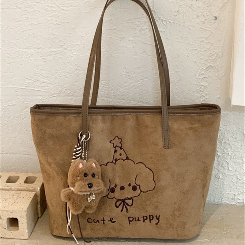 大容量时尚通勤托特包包女2026冬季新款潮印花复古百搭单肩腋下包