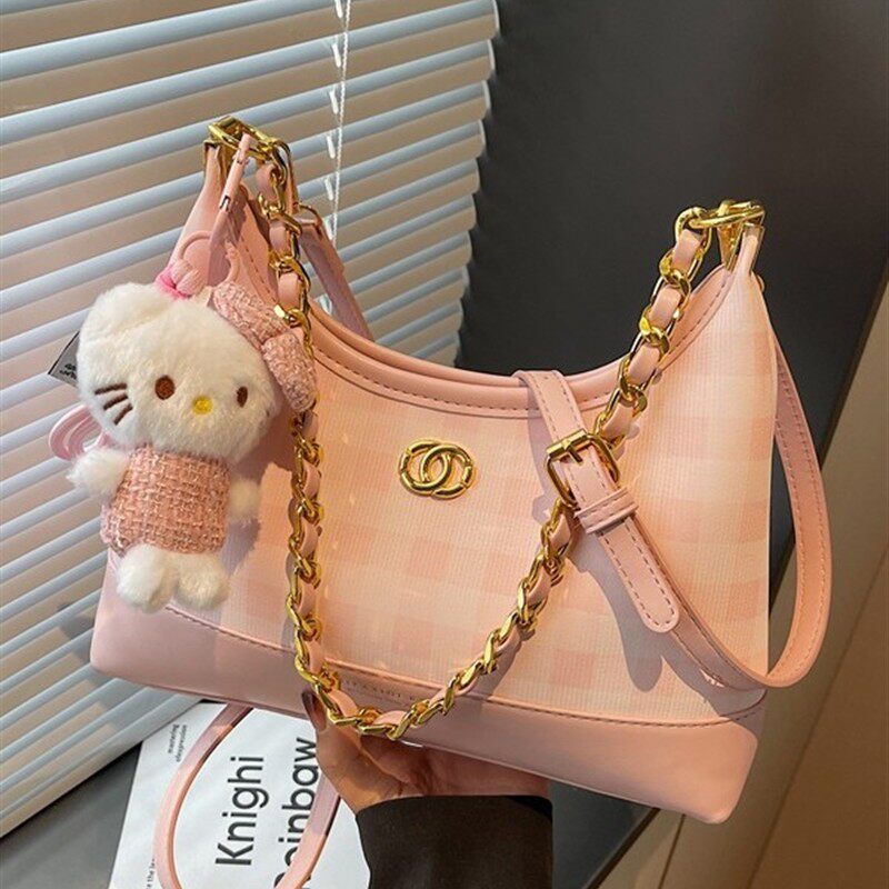 复古菱格链条手提饺子包女2026春季新款高级感轻奢小众单肩斜挎包