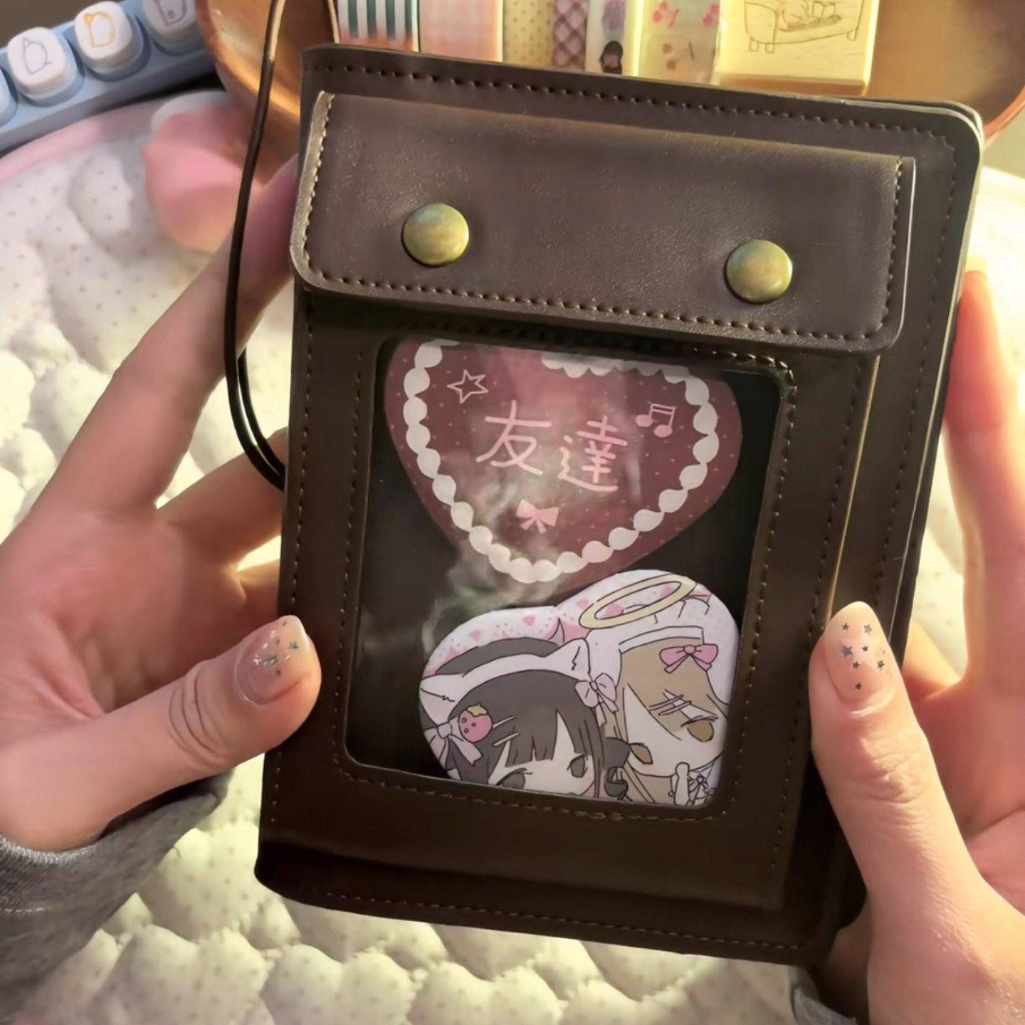 巧克力波点A皮质手帐本ins7痛本高颜值可学生携式活页记事笔记本
