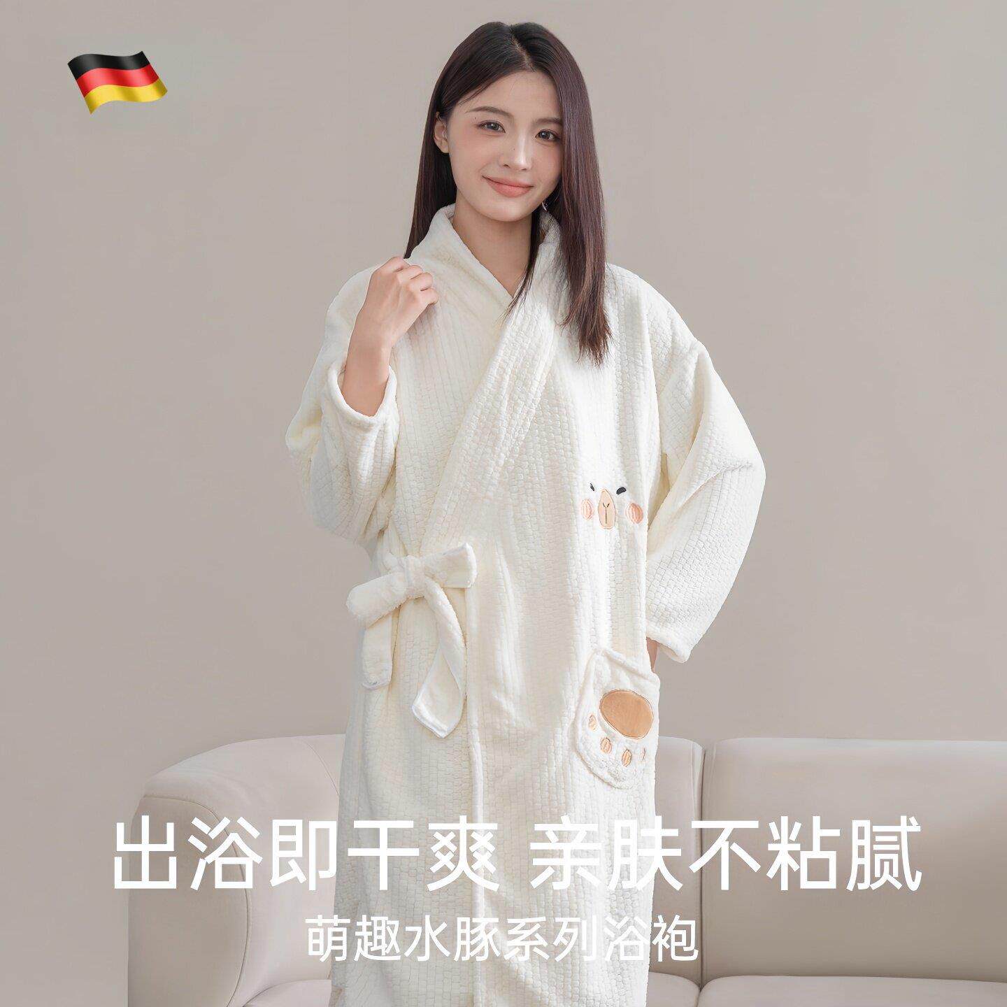 德国浴袍速干吸水可穿式女浴巾睡袍洗完澡穿浴裙2025新款四季通用