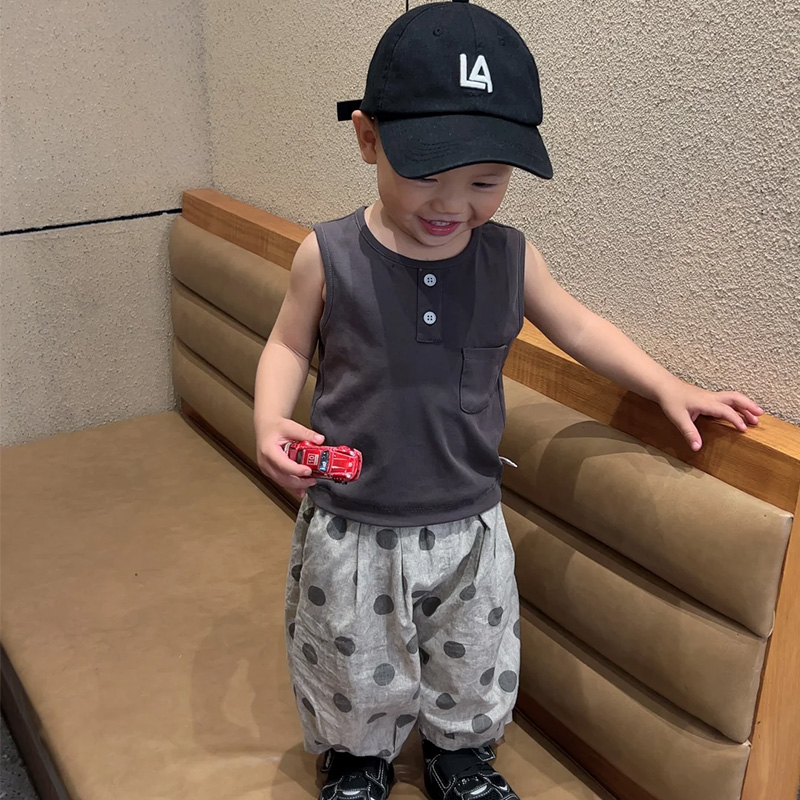 男童无袖短裤套装薄款夏装韩版童装2025夏季新款背心宝宝衣服夏款