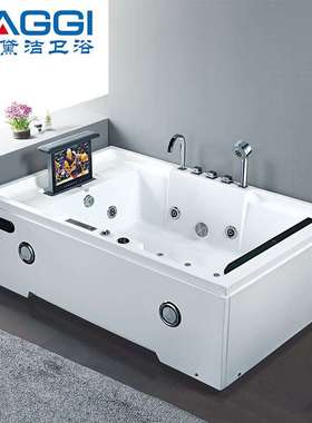 按摩浴缸别墅亚克力冲浪方形双人浴缸多功能裙边靠墙浴池jacuzzi