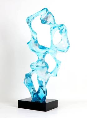 天蓝色太湖石雕塑摆件客饰厅电视GXF柜室样板中间办公轻奢新式家