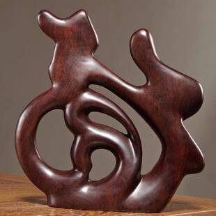 黑檀木雕福字摆件家居客厅电视柜酒柜摆设创意简约实木装饰工艺品