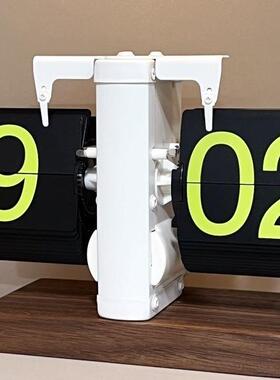 创意自动翻厅页时钟座钟客摆件办室胡桃木家机F978TT87械用公桌面