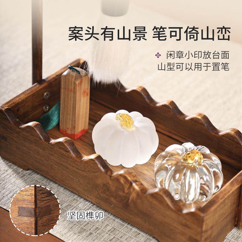 实木毛笔笔架架古风挂文房书法收纳物架文昌886毛置笔笔架挂