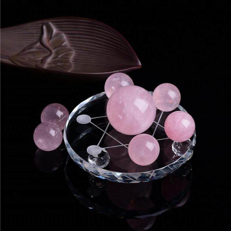 然水晶球景粉晶七星阵摆件微观晶工艺品天创意水FBJ家居摆件