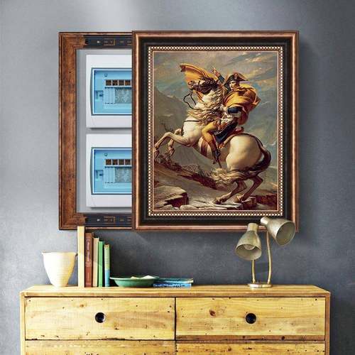 美式表箱装电饰画竖餐EPO挂厅配电箱遮挡画推拉翻开式总开版关欧