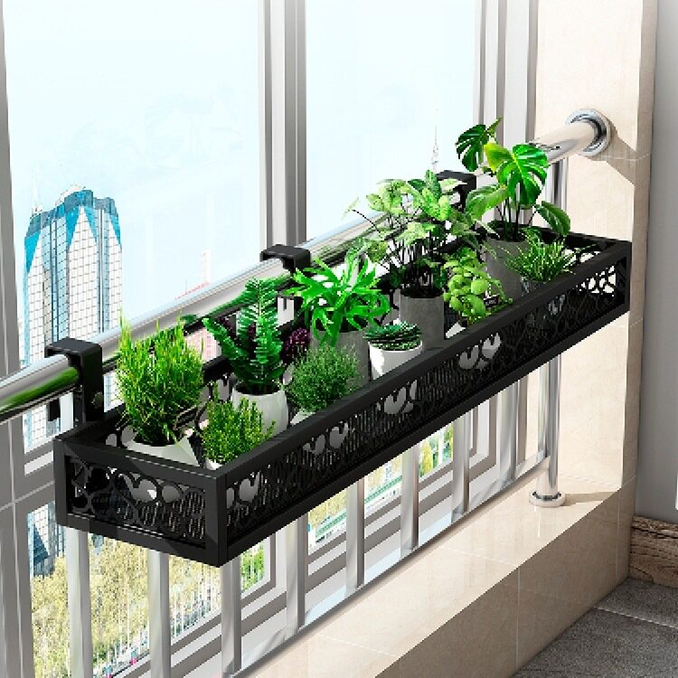 知萌花架置物架阳台悬挂式护栏铁艺植物架子窗台栏杆花盆多肉挂架