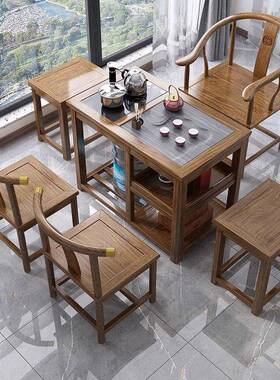 新桌款阳台实XCZ木小茶椅组烧水壶茶盘体茶水合一柜沙发客厅小茶