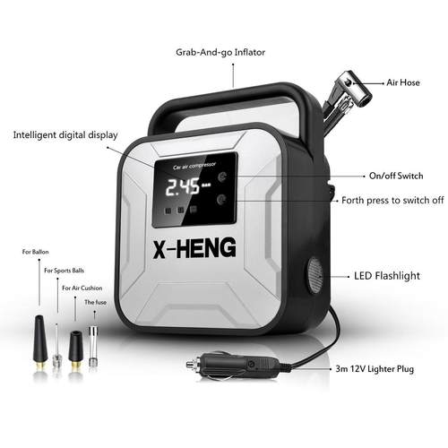 跨境大新品车用充气泵功车充气泵数载显便携率式有KAG线高压气泵