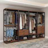 步入式 衣柜 衣帽架家用卧室带抽屉收纳定制组合落地衣架双层开放式