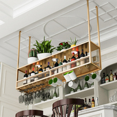 北欧吧台酒架吊架工业风订做置物架高脚杯倒挂悬挂式 铁艺红酒杯