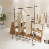 衣架 店专用货架中岛挂衣架带轮子落地式 服装 店展示架不锈钢女装