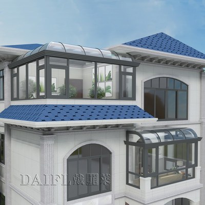 断桥铝合金阳光房封阳台弧形顶别墅花园露台玻璃房天井门窗定制