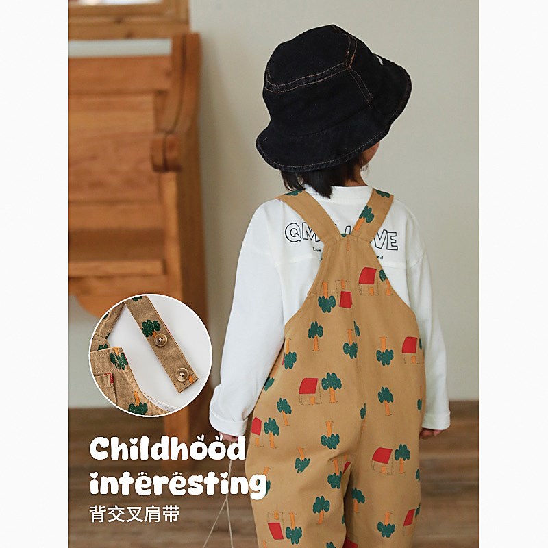 婴儿背带裤春秋洋气定制儿童小童连体裤圣诞男宝宝可爱波点渔夫裤