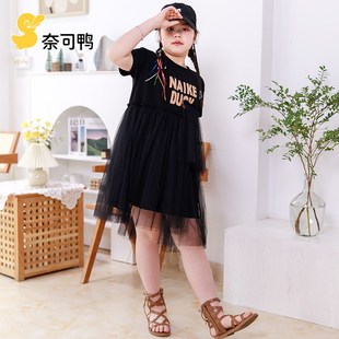 胖女童连衣裙胖童加肥加大大码童装夏季女大童夏装宽松胖女孩裙子