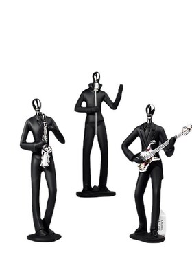 北欧简约歌手黑色人物套装家居客厅玄关电视柜酒柜装饰品摆件组合