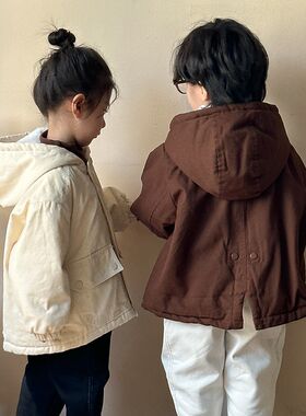 儿童外套加绒仿兔毛男童冬装2024新款秋冬季加厚女童风衣宝宝上衣