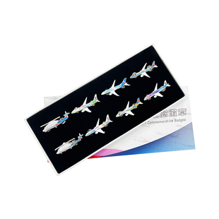 南航文创 南航彩绘飞机徽章珠海航展纪念章纪念品胸针(八个装)