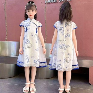 女童连衣裙夏季2024新款洋气中国风裙子夏装旗袍裙儿童雪纺裙子潮
