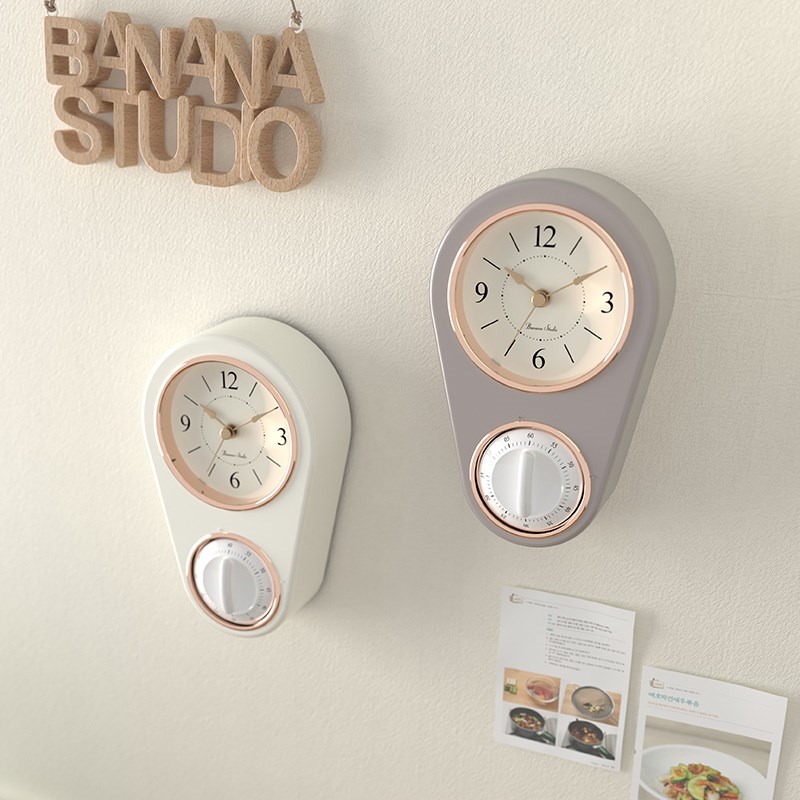 磁吸厨房用免打孔挂墙钟表冰箱贴小挂钟计时器冰箱时钟专用闹钟