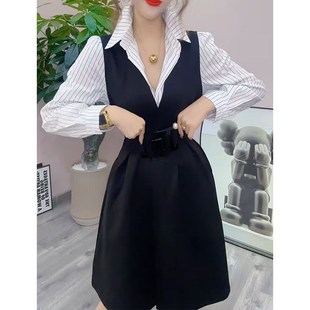 时尚小个子长袖套装女2025春季新款洋气显瘦收腰衬衫马甲两件套潮