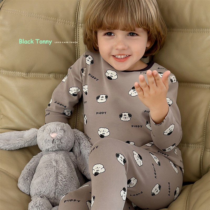 2024小黑托昵尼内衣秋衣裤套装中大男童秋冬舒绒棉宝宝棉内衣厚