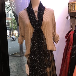 秋冬大板乔琪纱丝巾薄款长方形纯色印碎花知性米粒点韩版纱巾围巾