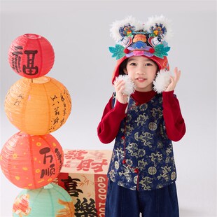 兴业堂芷兰禧龙男童秋冬中式棉马甲绒内衬儿童唐装国风拜年