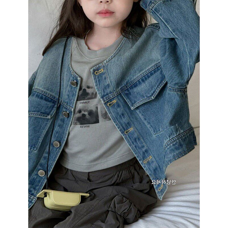 女童牛仔外套2025春夏儿童夹克衫男童上衣服中大童装宽松百搭休闲图片