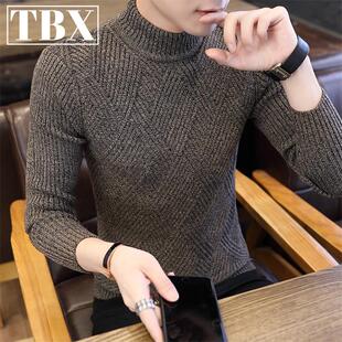 高级感半高领毛衣男士秋冬季加绒加厚2025新款爆款针织打底衫男款