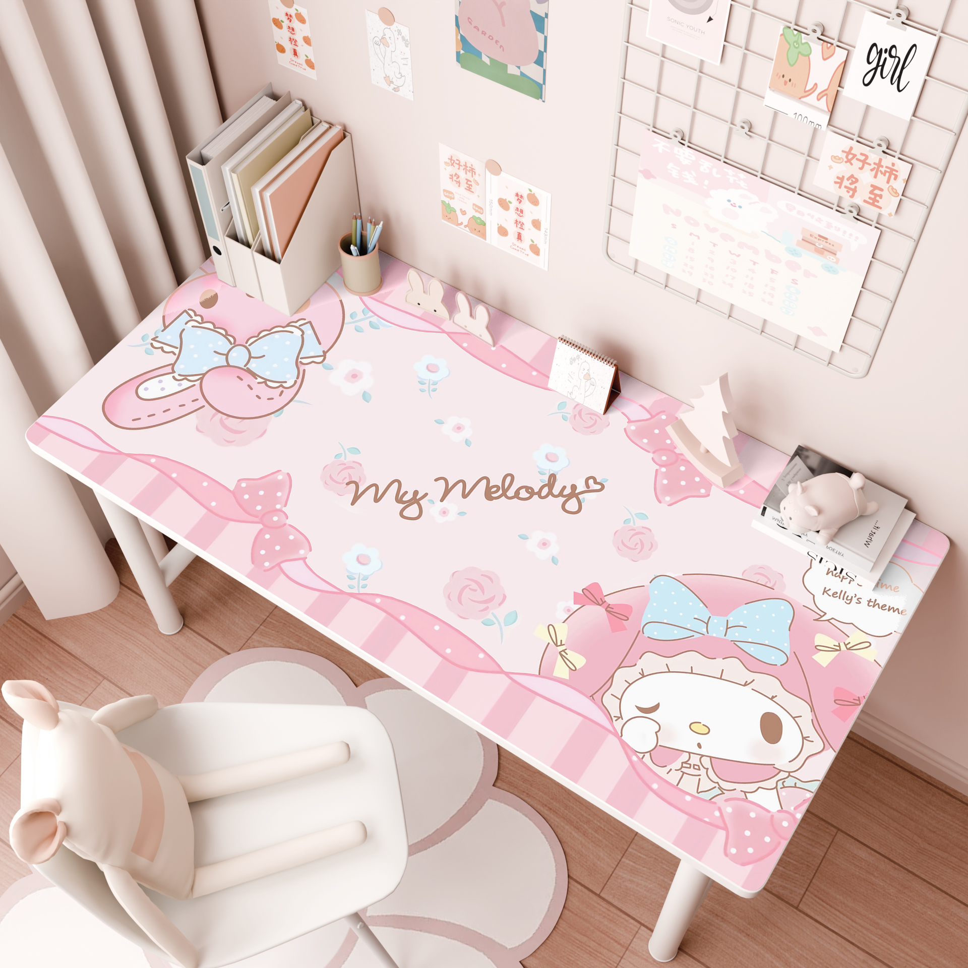学生书桌垫子美乐蒂儿童学习专用桌面垫卡通女童写字台桌面保护垫