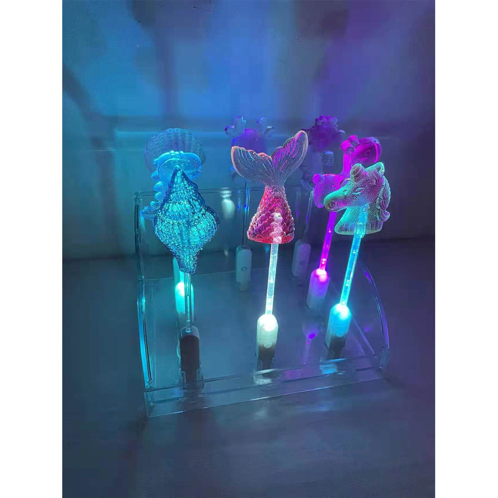 发光棒棒糖高颜值美人鱼尾海星水晶糖果生日儿童发光糖小礼物盒装