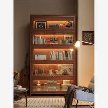 全实木书柜儿童防尘展示柜储物柜一体靠墙收纳置物架落地家用书架