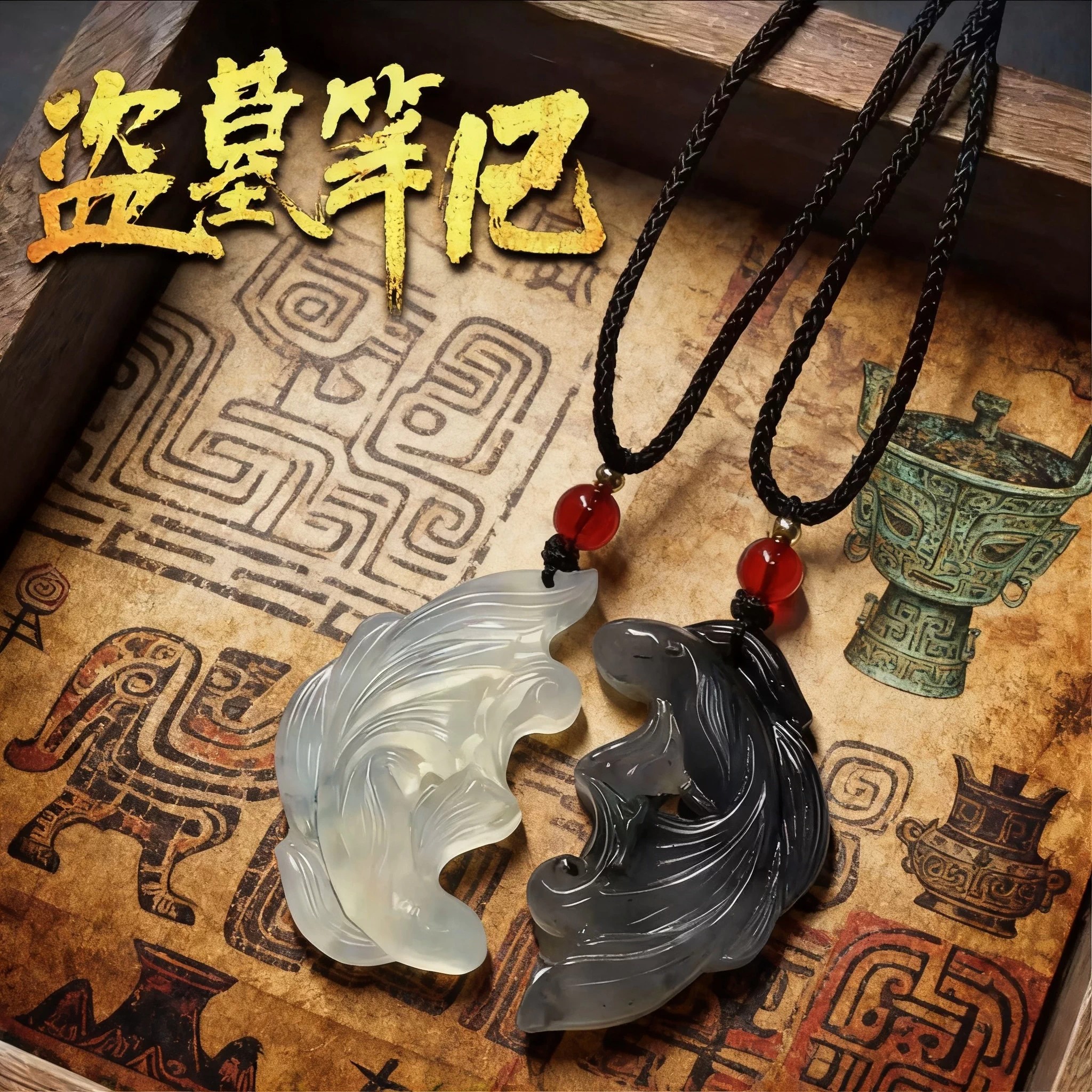 盗墓笔记古风双鱼玉佩吊坠项链张起灵吴邪周边cos配饰送朋友礼物