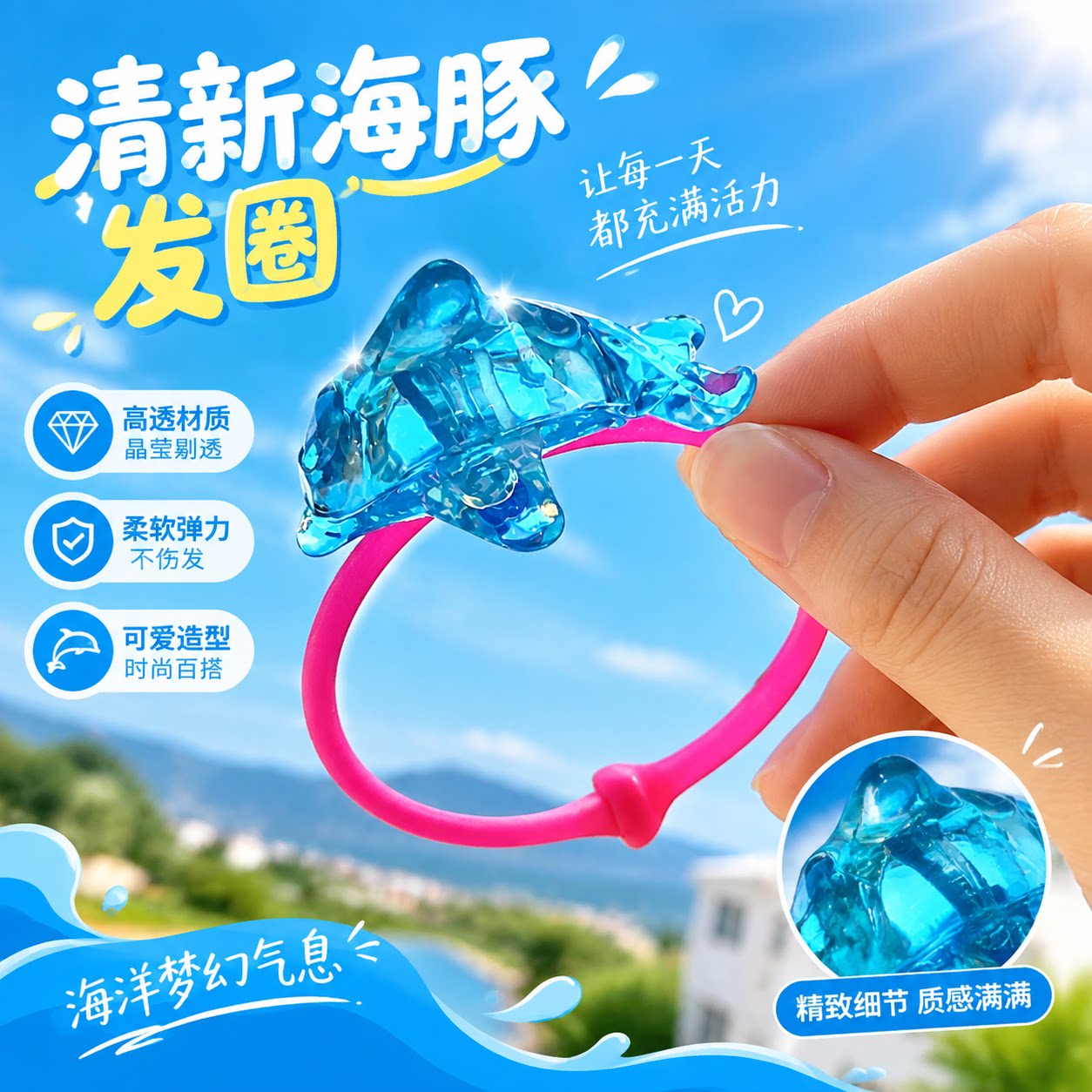 健达奇趣蛋小海豚手环海洋美人鱼系列卡通动物装饰挂件儿童玩具