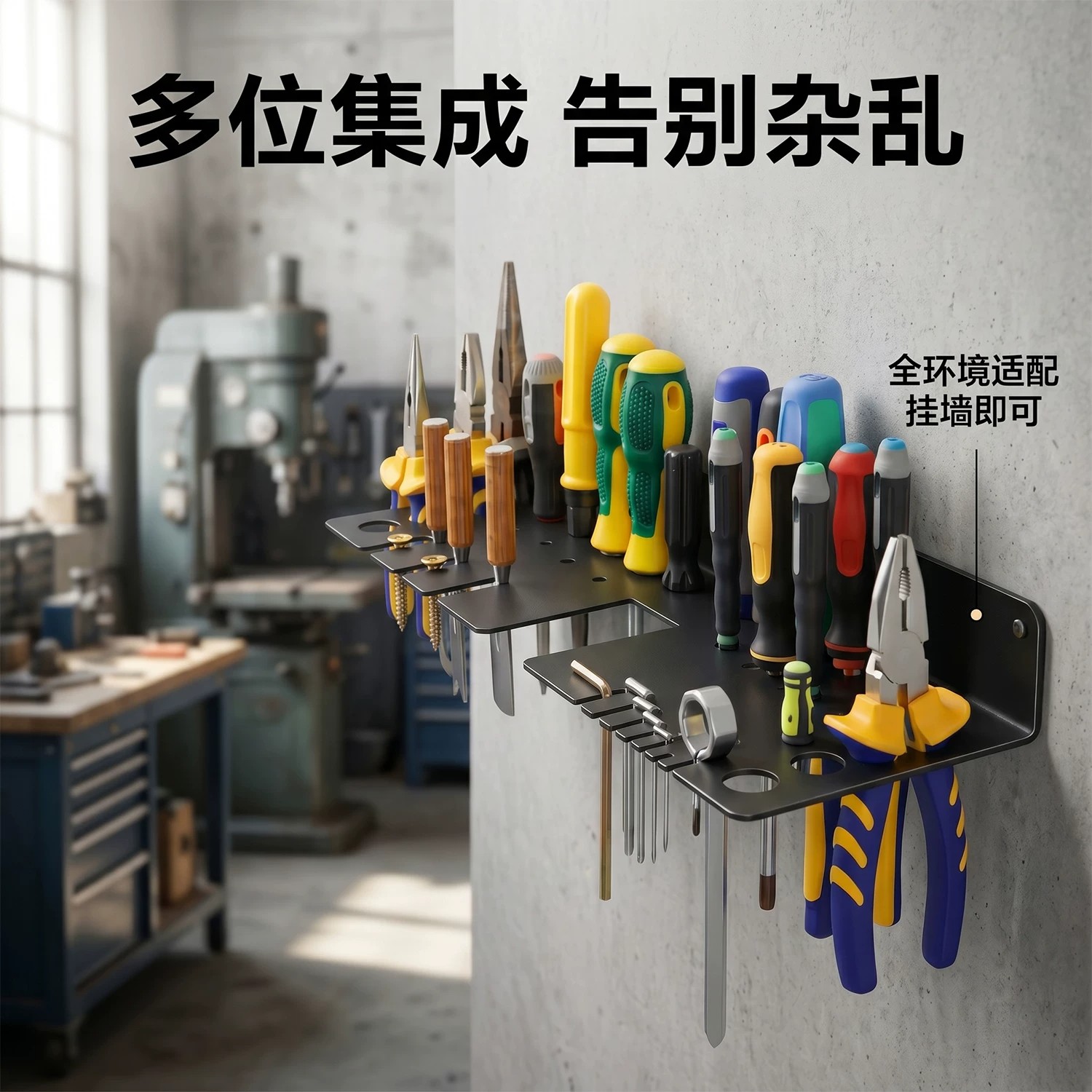 壁挂式修车工具收纳架螺丝刀架扳手架锤子支架工具架存储架整理架