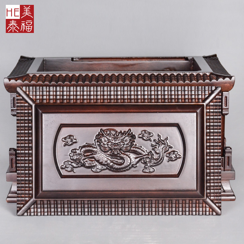 现货速发男用龙宫款凤宫盒实木黑檀木九龙殿黑紫檀木棺材花梨木寿