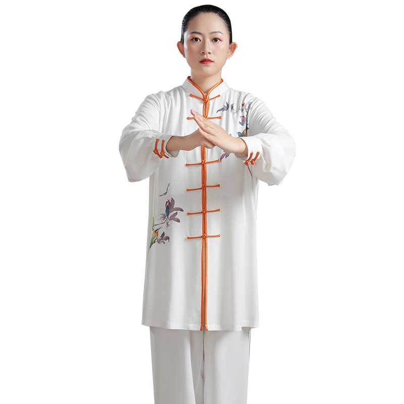 现货速发太极服男新款中国风翠鸟印花武术表演服装太极拳练功服春